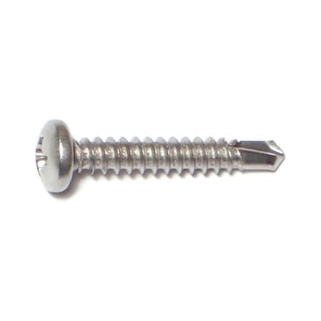 Midwest Fastener Self-Drilling Screw, #8 x 1 in, Plain Stainless Steel Pan Head Phillips Drive, 15 PK 79103